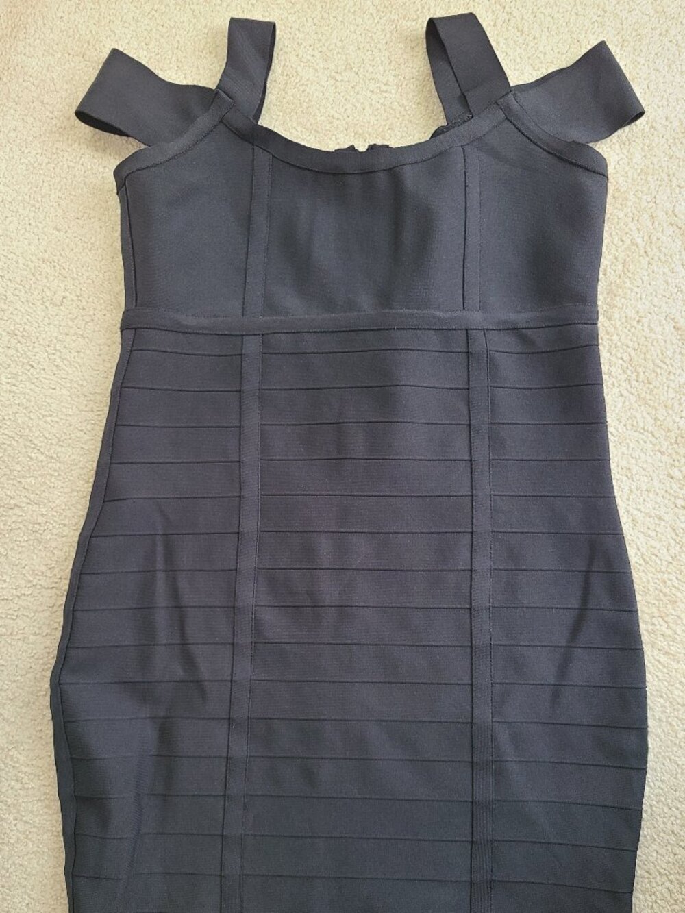 bebe Black XL Bodycon Dress Strappy Sleeveless Zip Knee Length Party